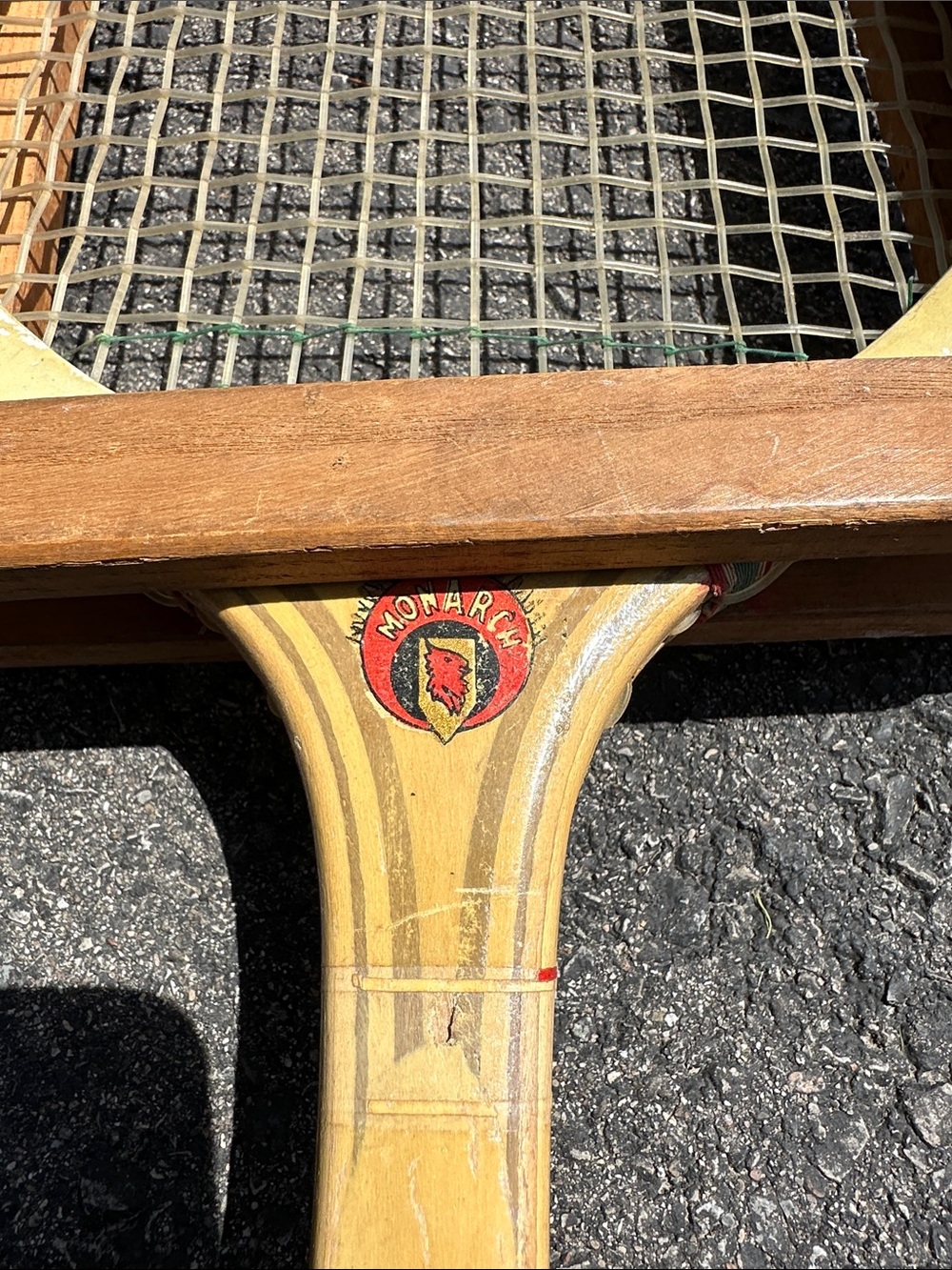 Vintage Wooden Tennis Racket with Press - Natural Wood & Leather Grip - Picture 3 of 4
